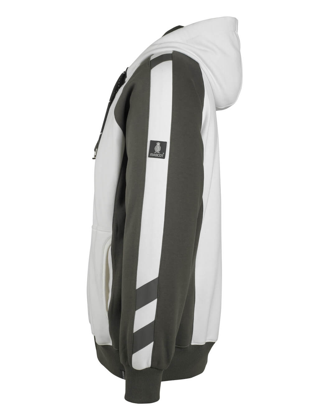 MASCOT® Unique Capuchontrui met rits – Wit/Donkerantraciet