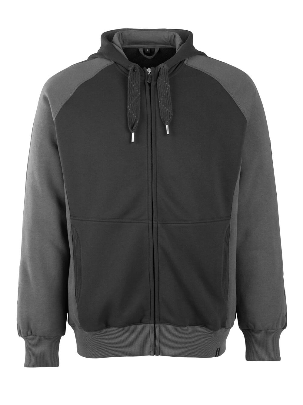 MASCOT® Unique Capuchontrui met rits – Zwart/Donkerantraciet