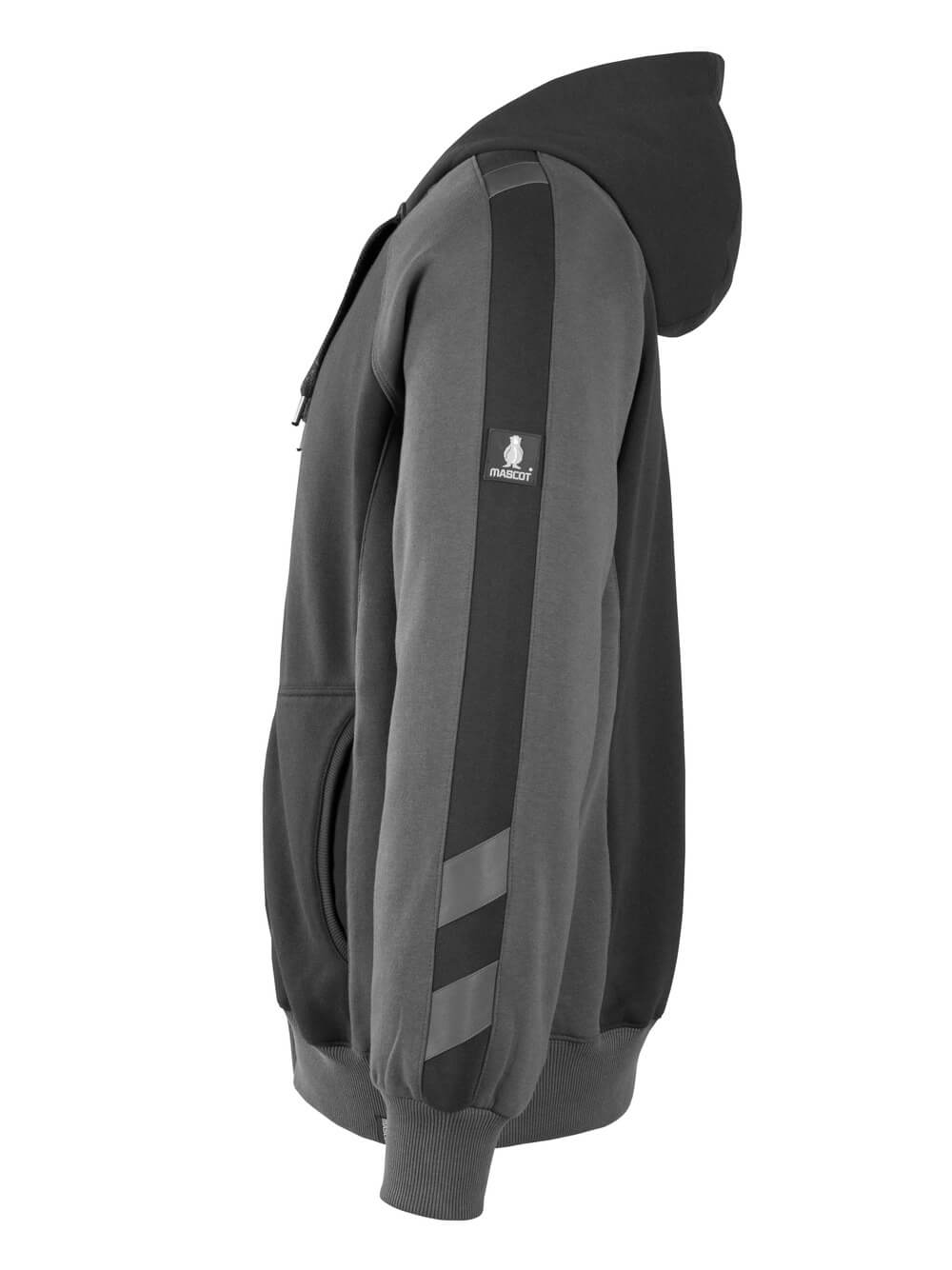 MASCOT® Unique Capuchontrui met rits – Zwart/Donkerantraciet