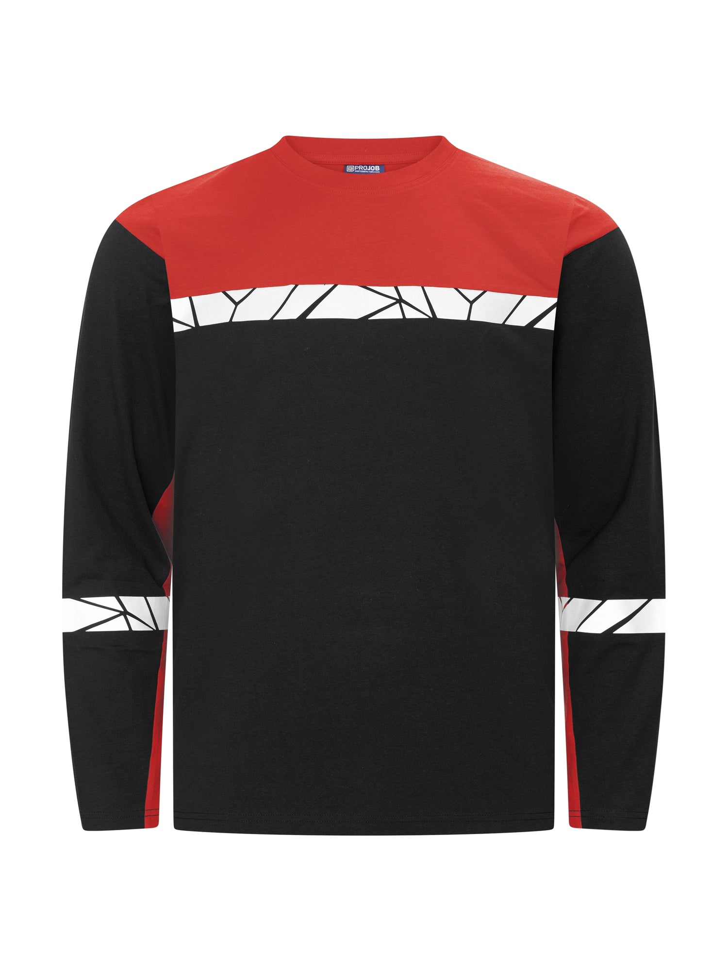 7002 T-SHIRT LANGE MOUWEN - Zwart/rood