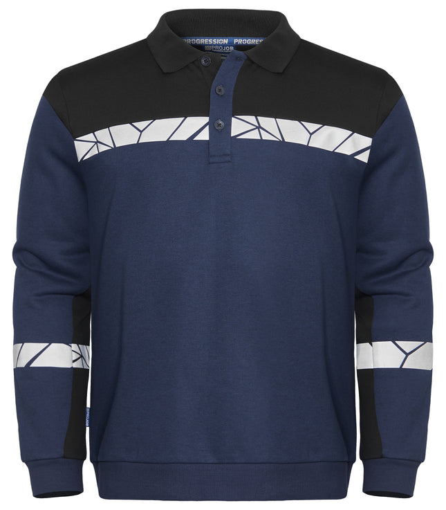 7100 POLOSWEATER - Marine/zwart