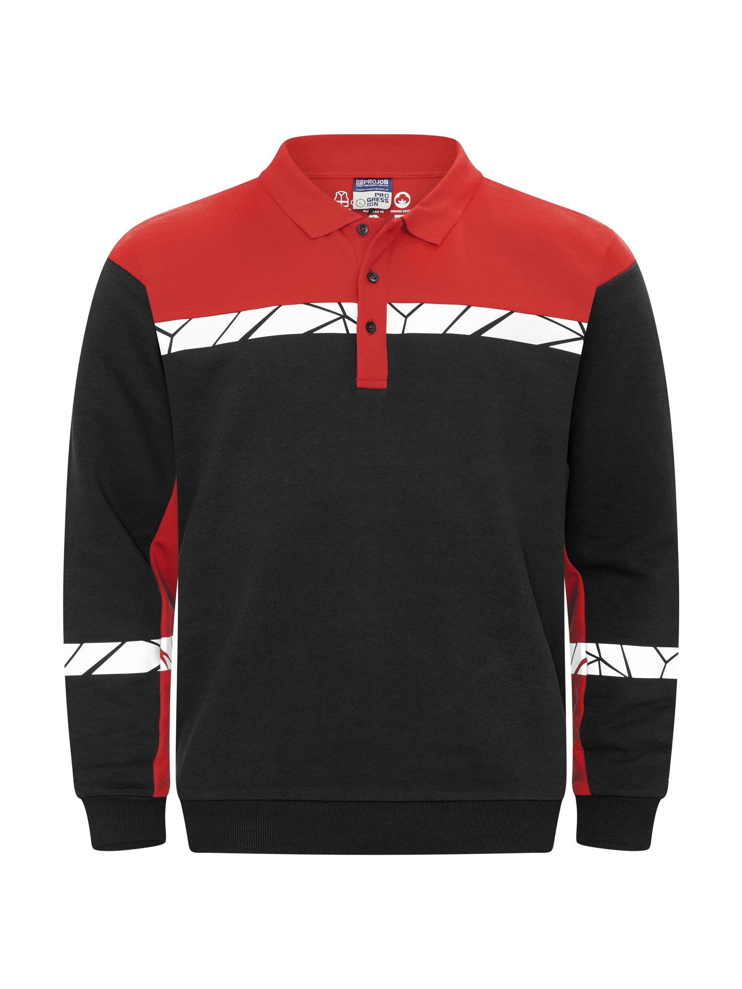 7100 POLOSWEATER - Zwart/rood