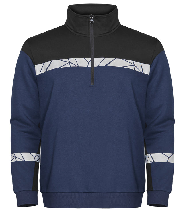 7102 SWEATER HALVE RITSSLUITING - Marine/zwart