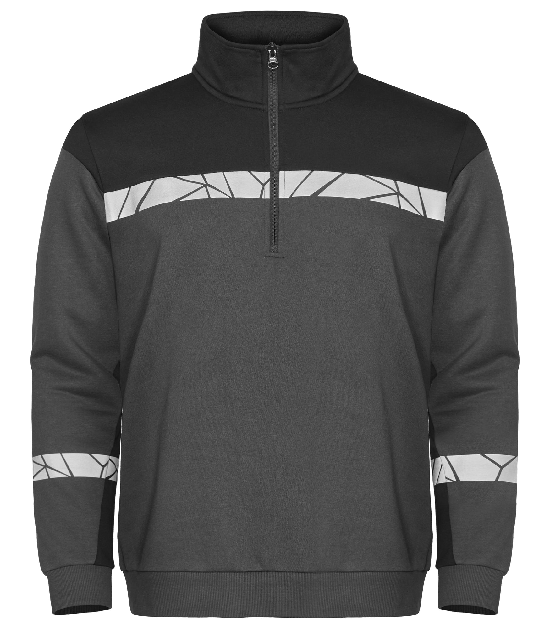 7102 SWEATER HALVE RITSSLUITING - Grijs/zwart