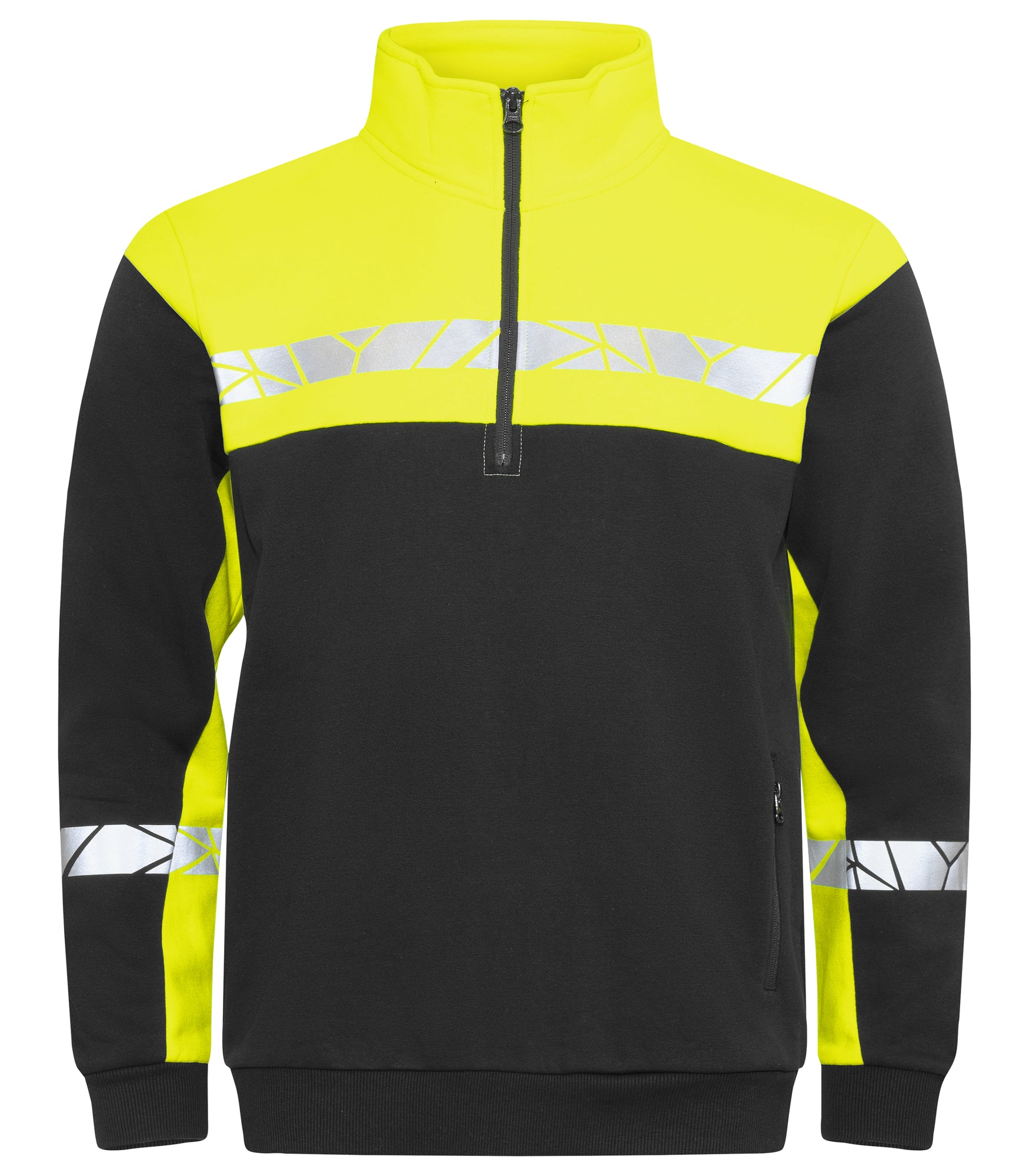 7102 SWEATER HALVE RITSSLUITING - Zwart/geel