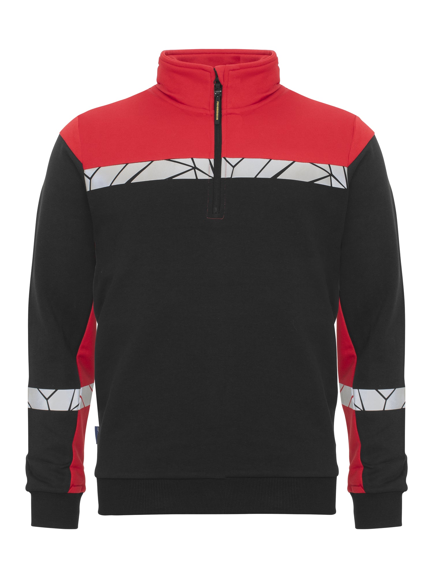 7102 SWEATER HALVE RITSSLUITING - Zwart/rood