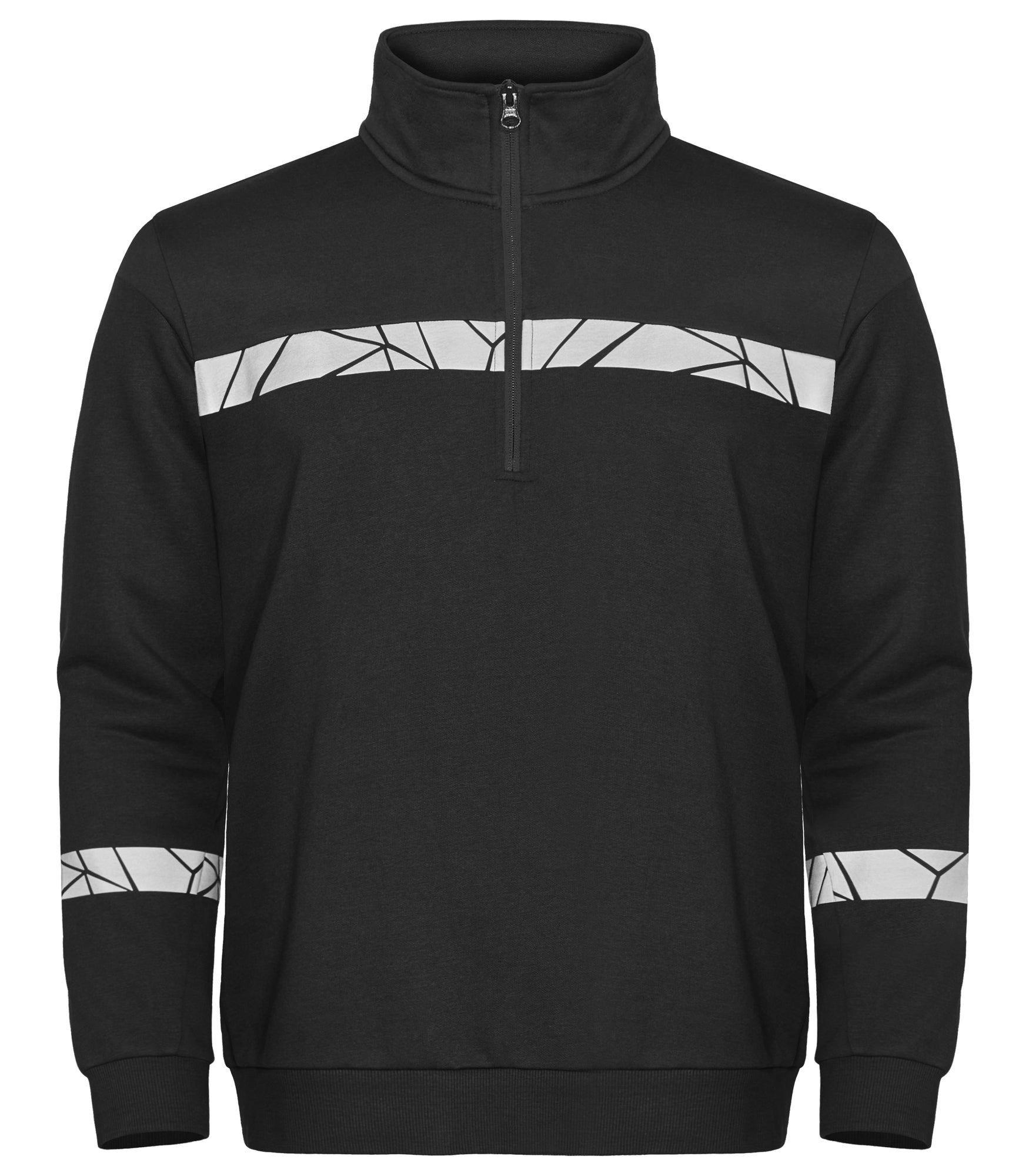 7102 SWEATER HALVE RITSSLUITING - Zwart/zwart