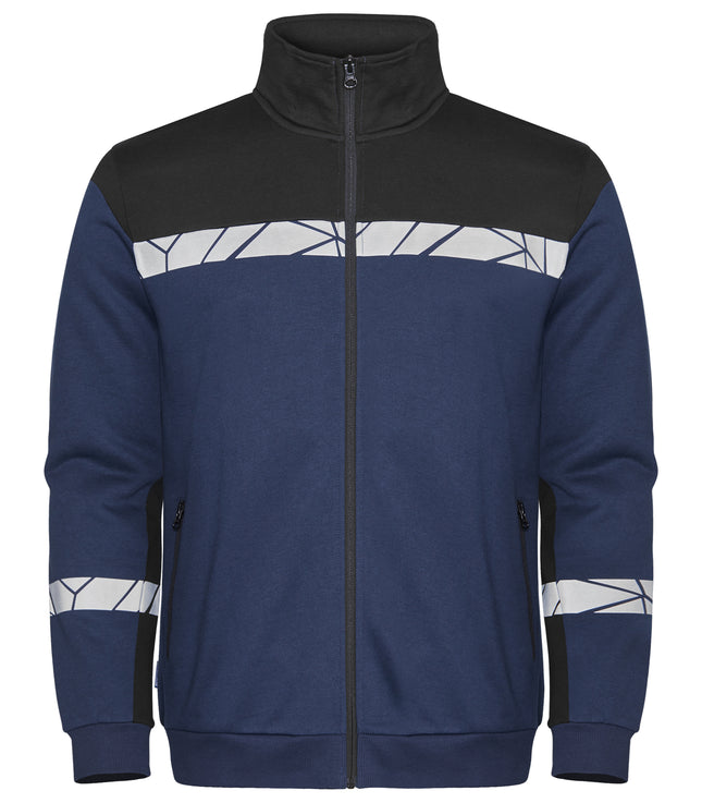 7103 SWEATER MET VOLLEDIGE RITSSLUITING - Marine/zwart