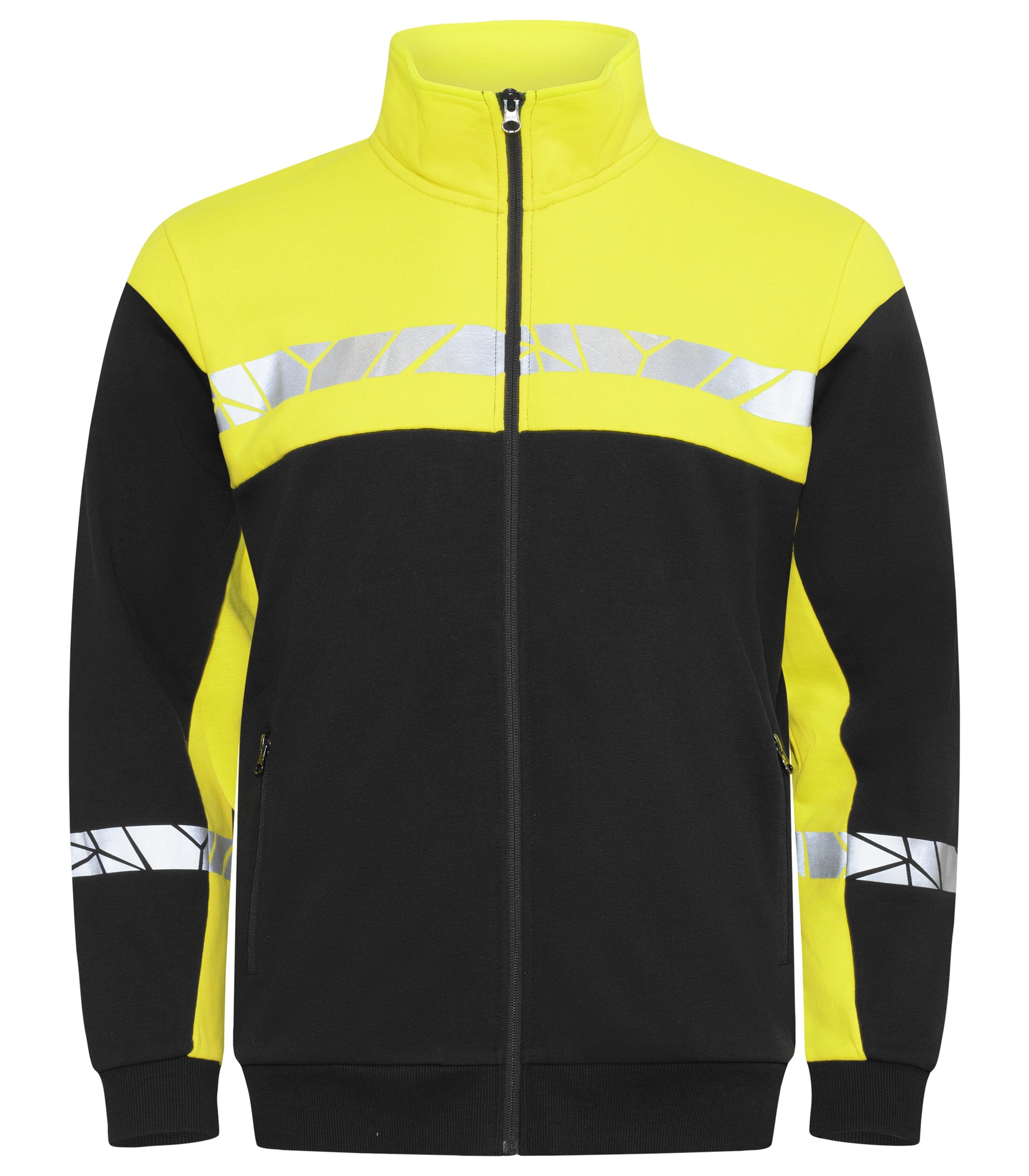7103 SWEATER MET VOLLEDIGE RITSSLUITING - Zwart/geel