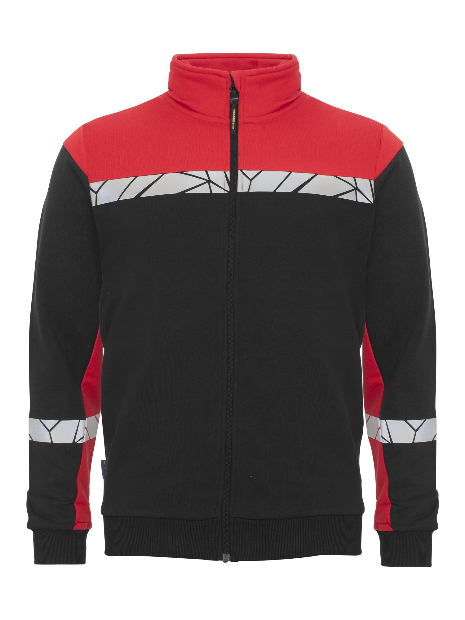 7103 SWEATER MET VOLLEDIGE RITSSLUITING - Zwart/rood