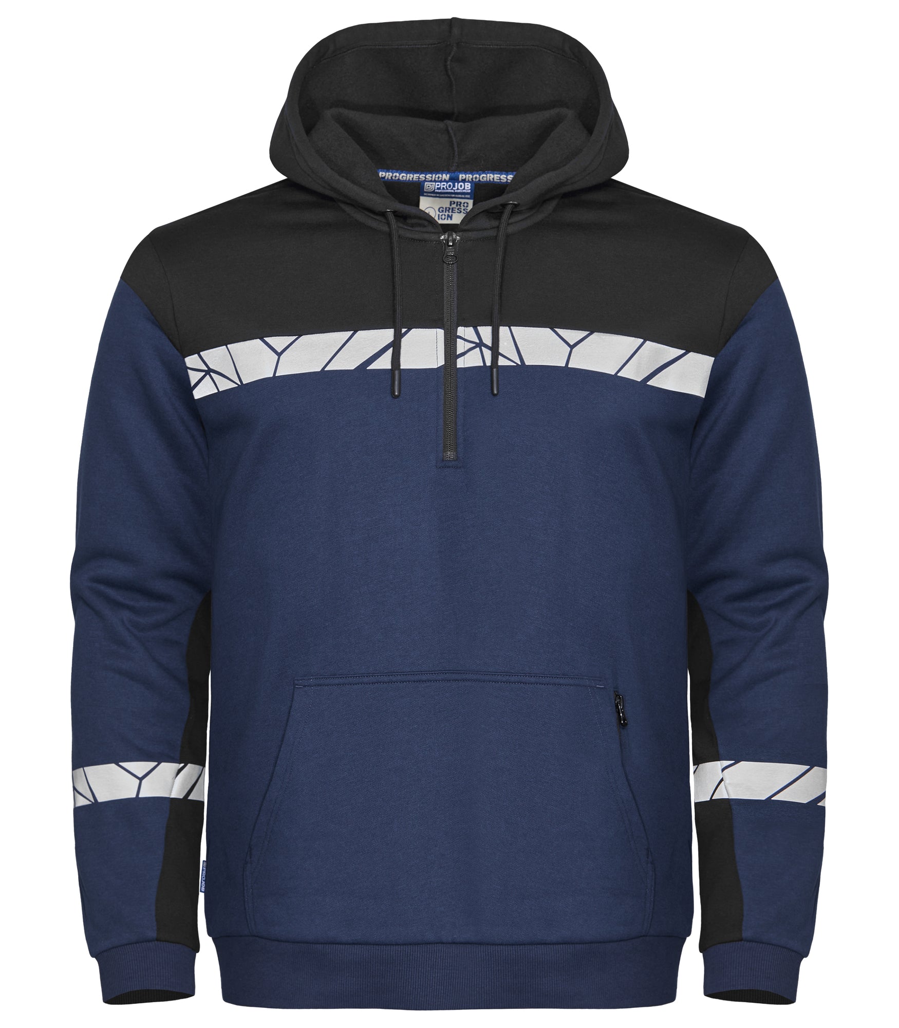 7104 HOODIE MET HALVE RITSSLUITING - Marine/zwart