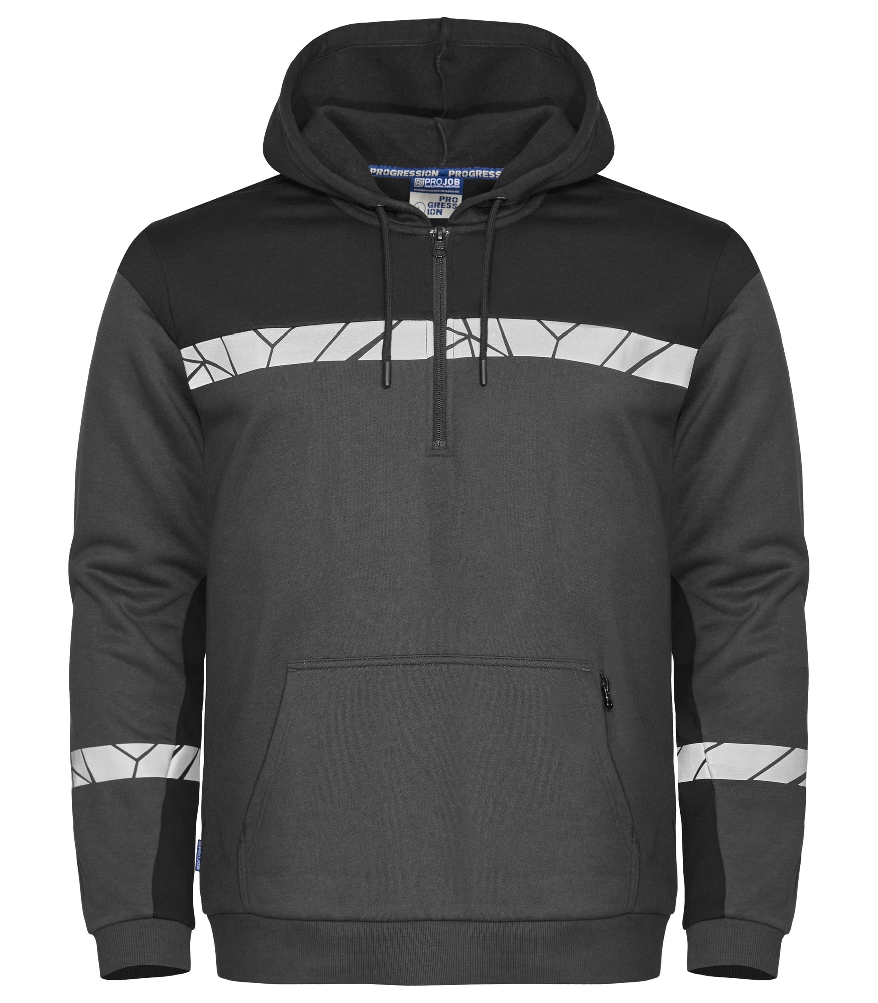 7104 HOODIE MET HALVE RITSSLUITING - Grijs/zwart