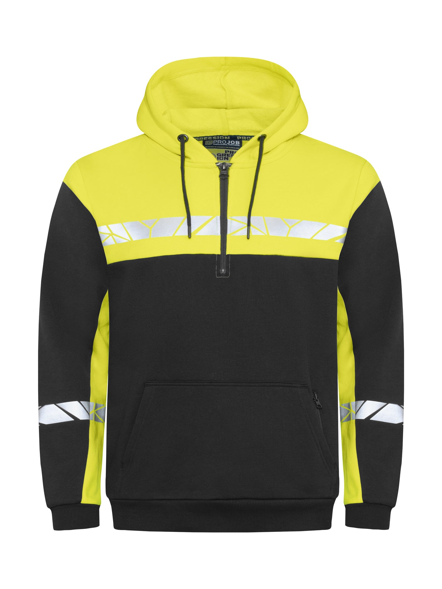 7104 HOODIE MET HALVE RITSSLUITING - Zwart/geel