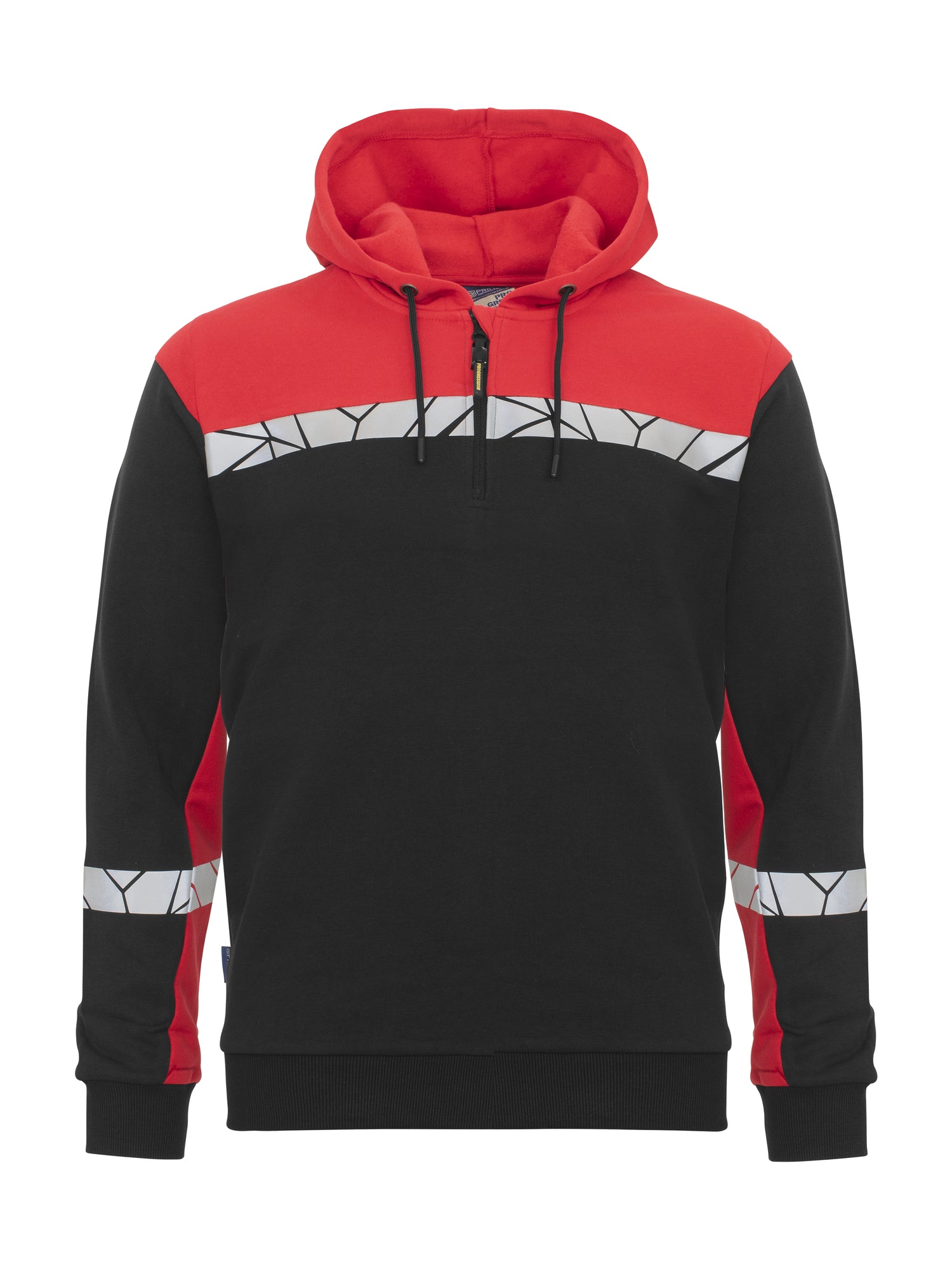 7104 HOODIE MET HALVE RITSSLUITING - Zwart/rood