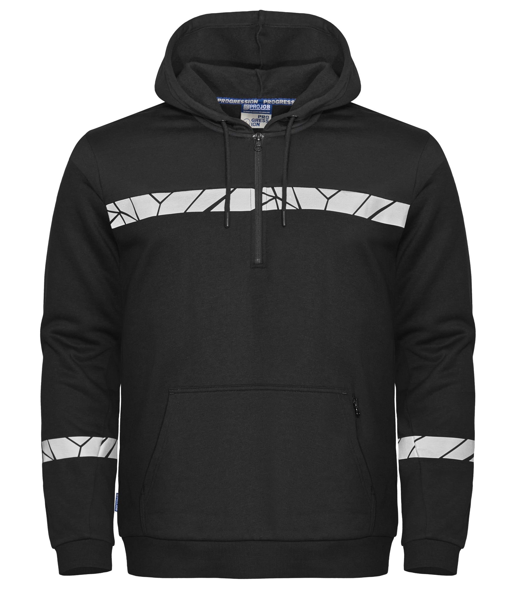 7104 HOODIE MET HALVE RITSSLUITING - Zwart/zwart