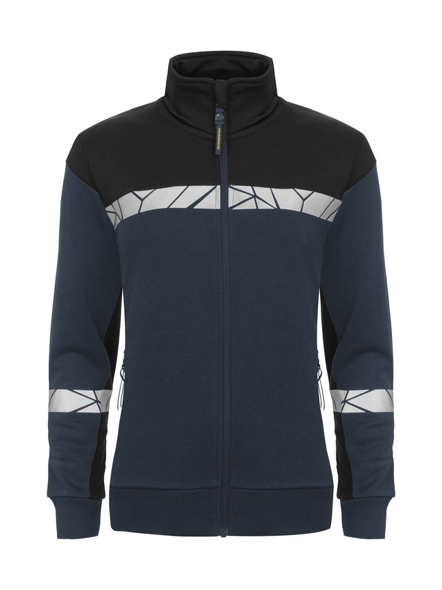 7105 SWEATER MET VOLLEDIGE RITSSLUITING DAMES - Marine/zwart