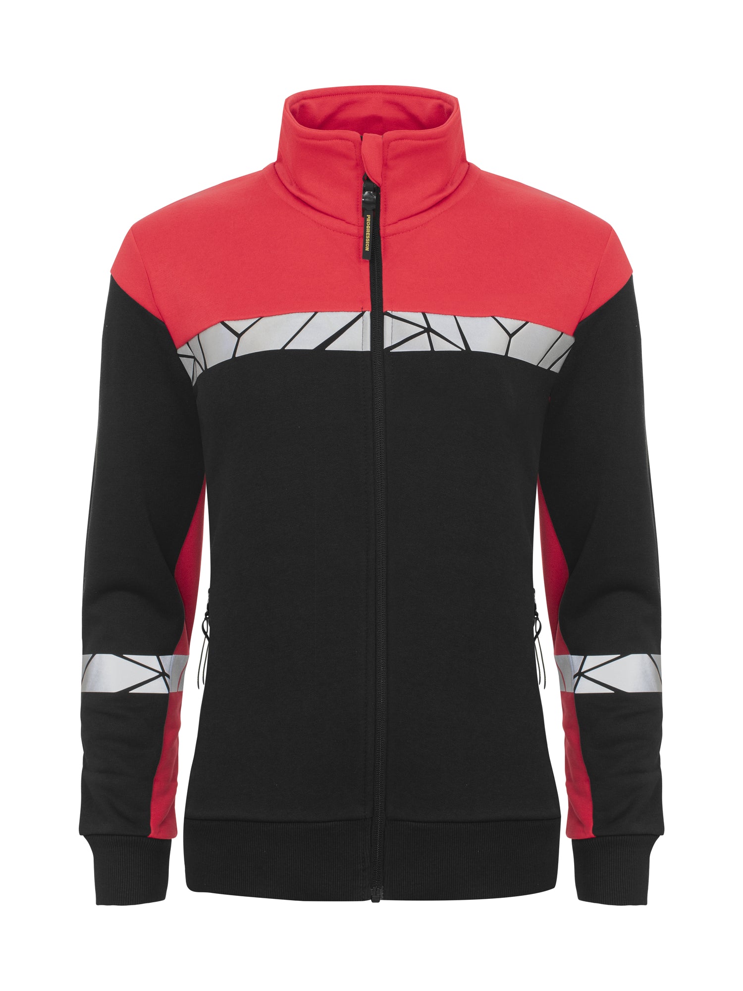 7105 SWEATER MET VOLLEDIGE RITSSLUITING DAMES - Zwart/rood