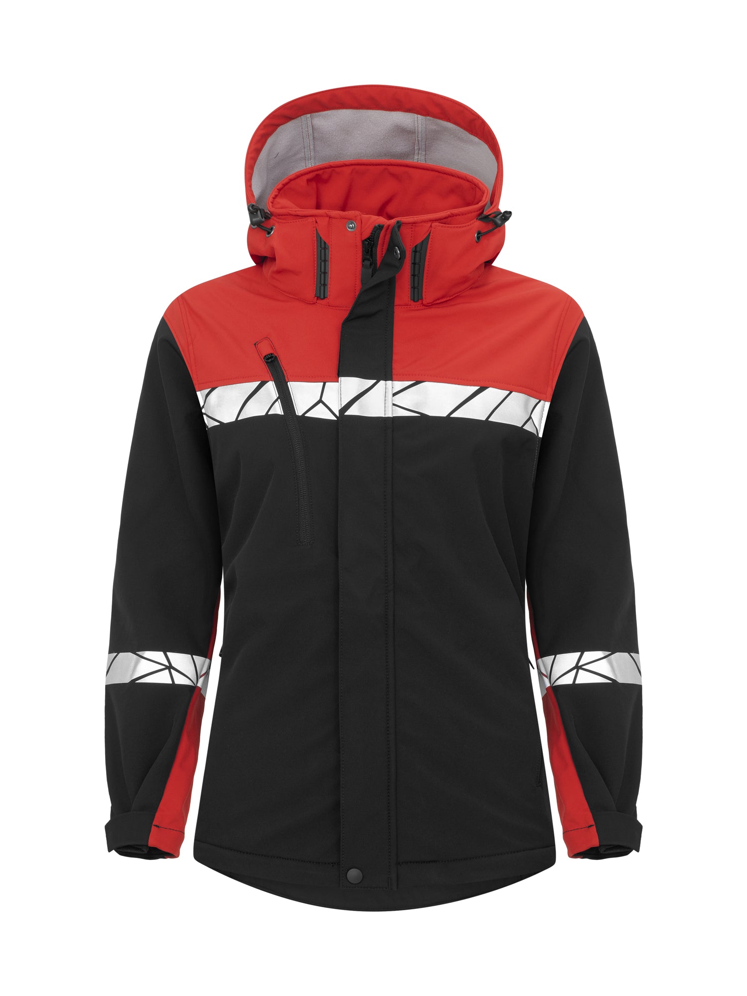 7417 SOFTSHELL JAS DAMES - Zwart/rood