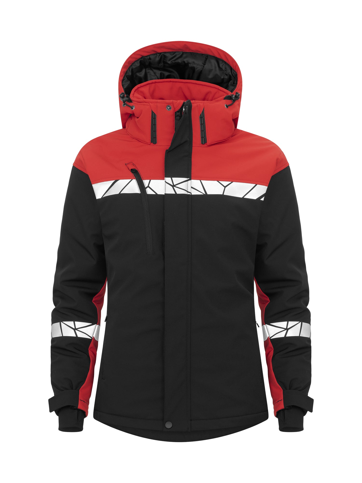 7418 GEVOERDE SOFTSHELL JAS DAMES - Zwart/rood