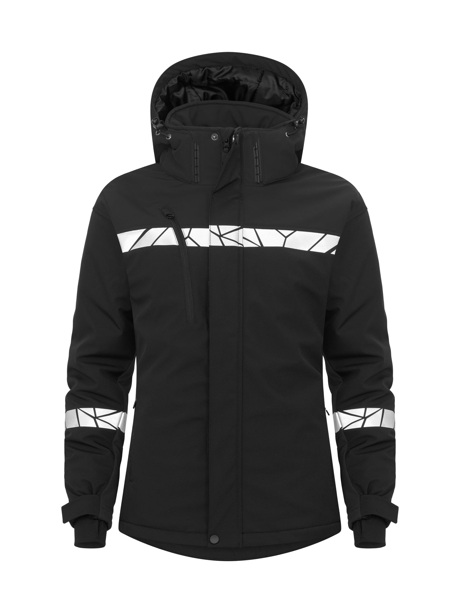 7418 GEVOERDE SOFTSHELL JAS DAMES - Zwart/zwart