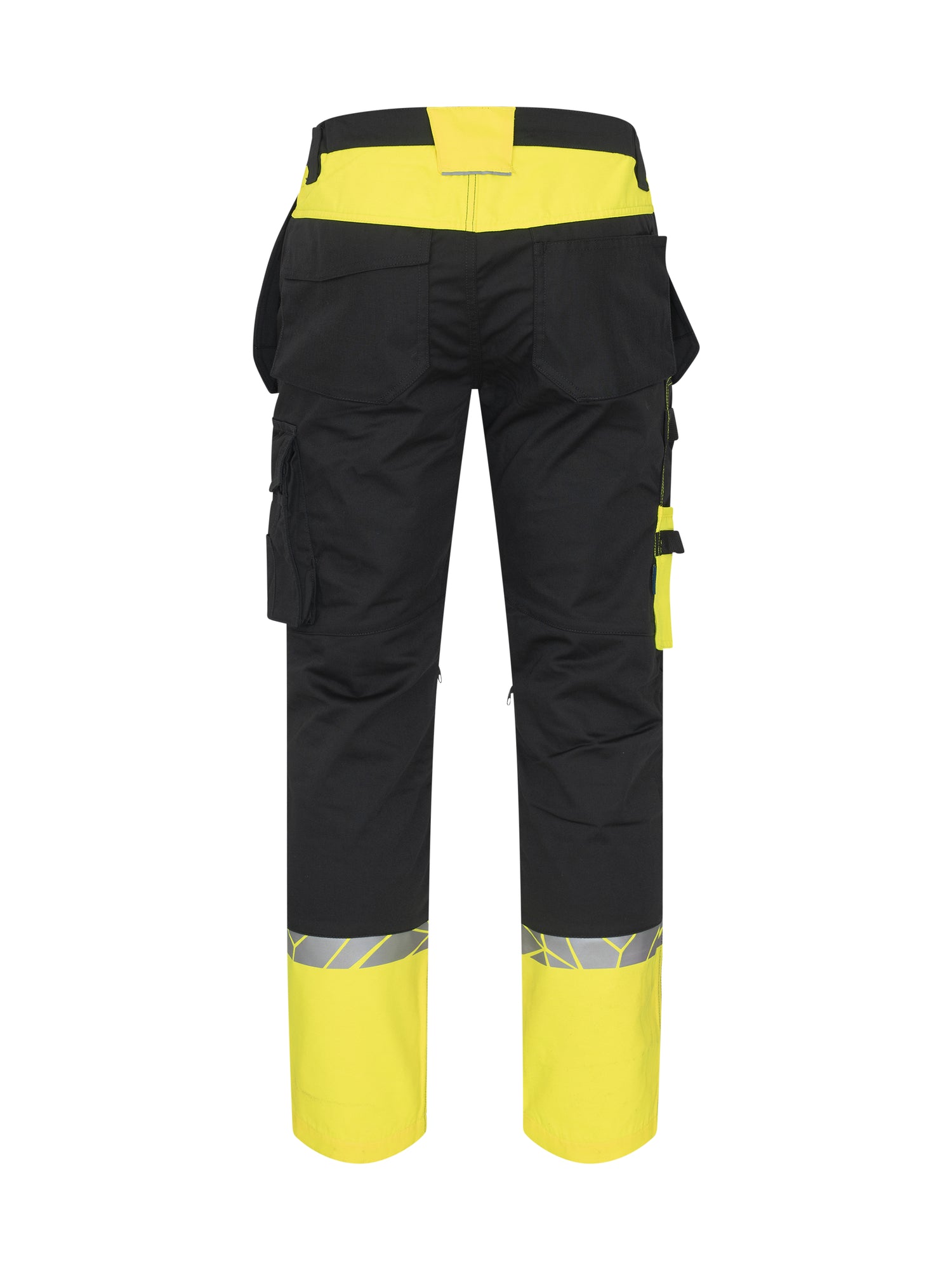 7509 STRETCHBROEK MET KNIEZAKKEN EN SPIJKERZAKKEN - Zwart/geel