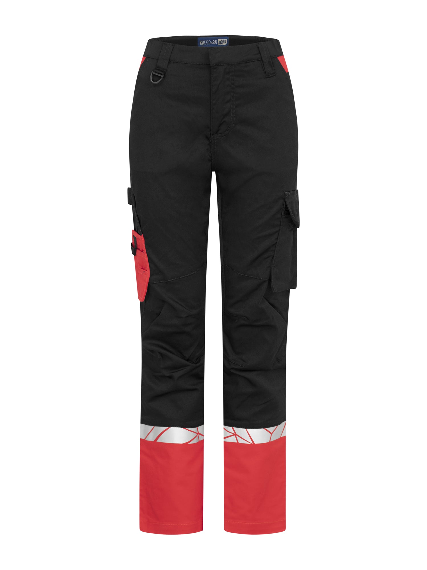 7511 STRETCHBROEK ZONDER KNIEZAKKEN DAMES - Zwart/rood