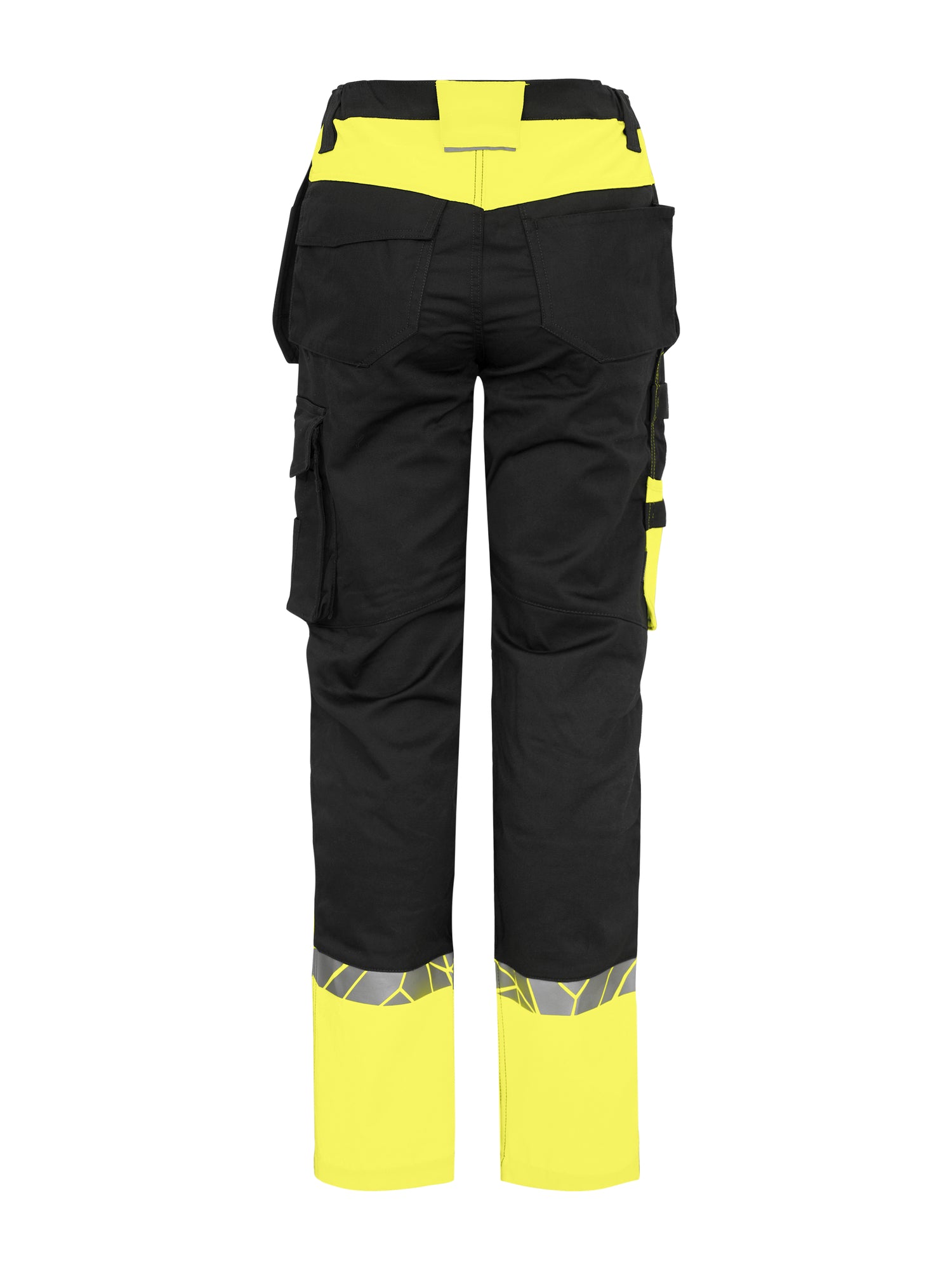 7513 STRETCHBROEK MET KNIEZAKKEN EN SPIJKERZAKKEN DAMES - Zwart/geel
