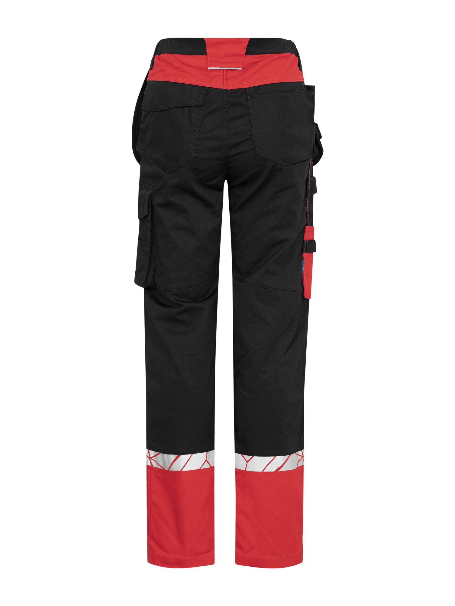 7513 STRETCHBROEK MET KNIEZAKKEN EN SPIJKERZAKKEN DAMES - Zwart/rood