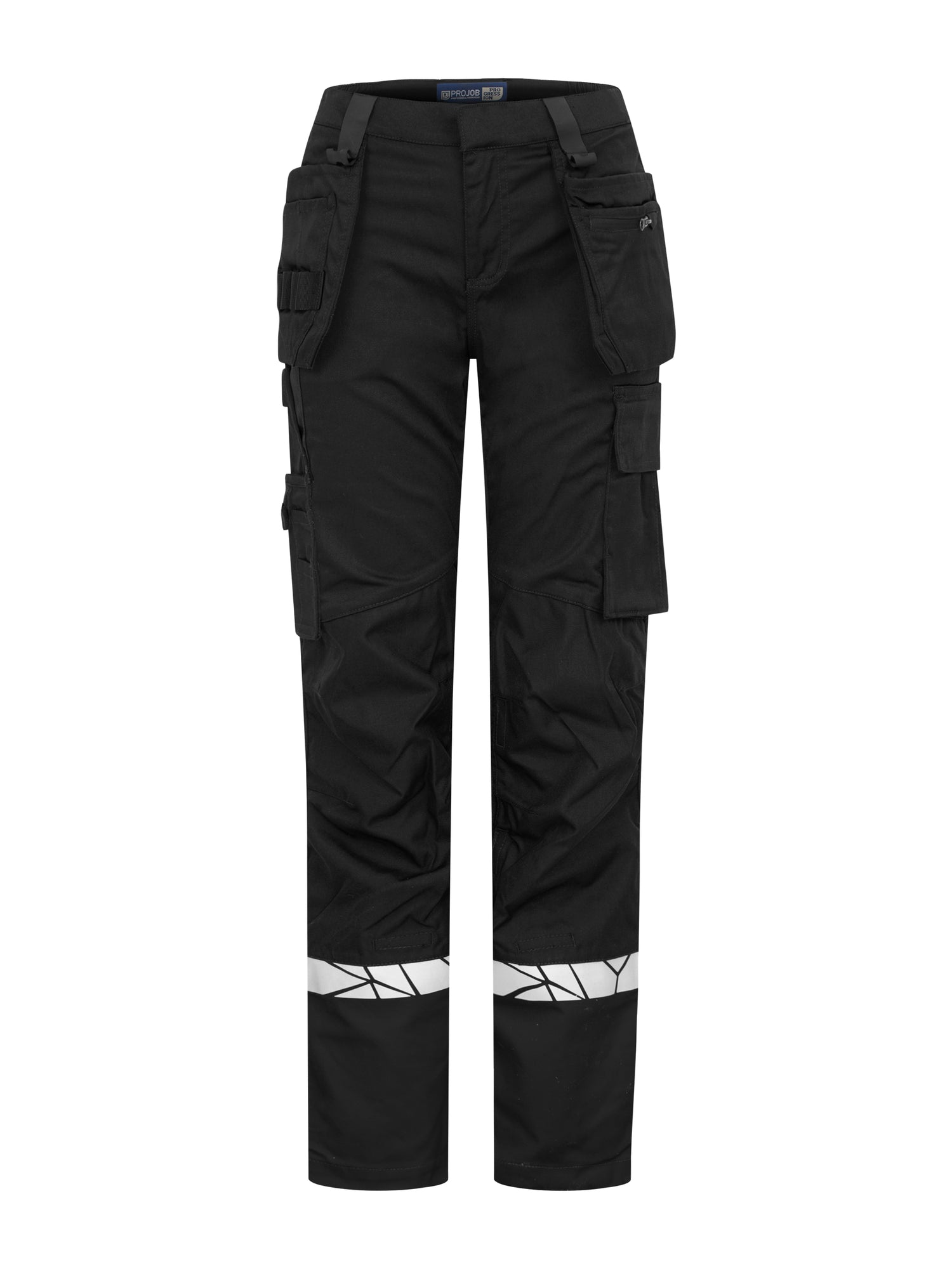 7513 STRETCHBROEK MET KNIEZAKKEN EN SPIJKERZAKKEN DAMES - Zwart/zwart
