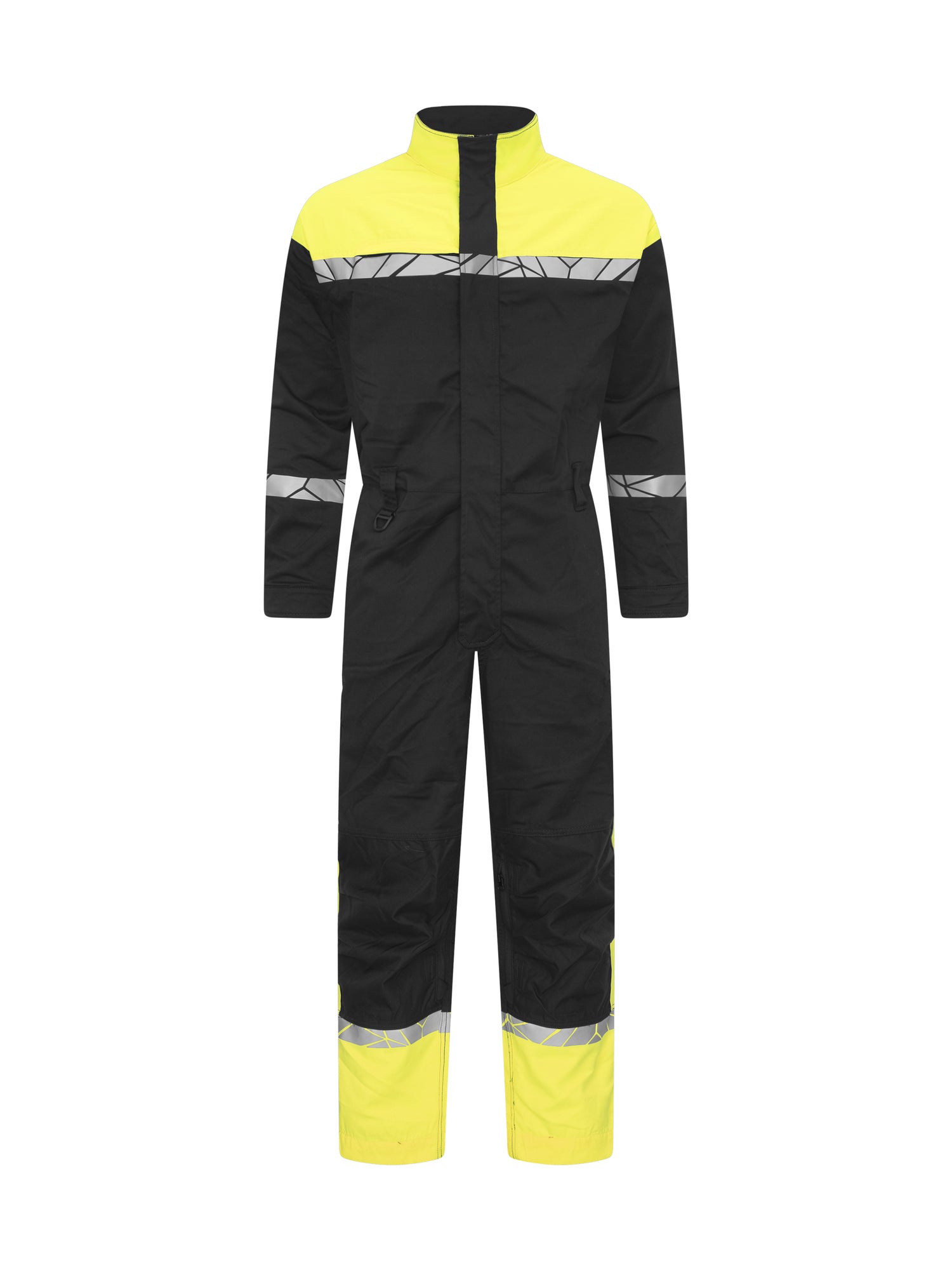 7601 STRETCH OVERALL MET KNIEZAKKEN - Zwart/geel