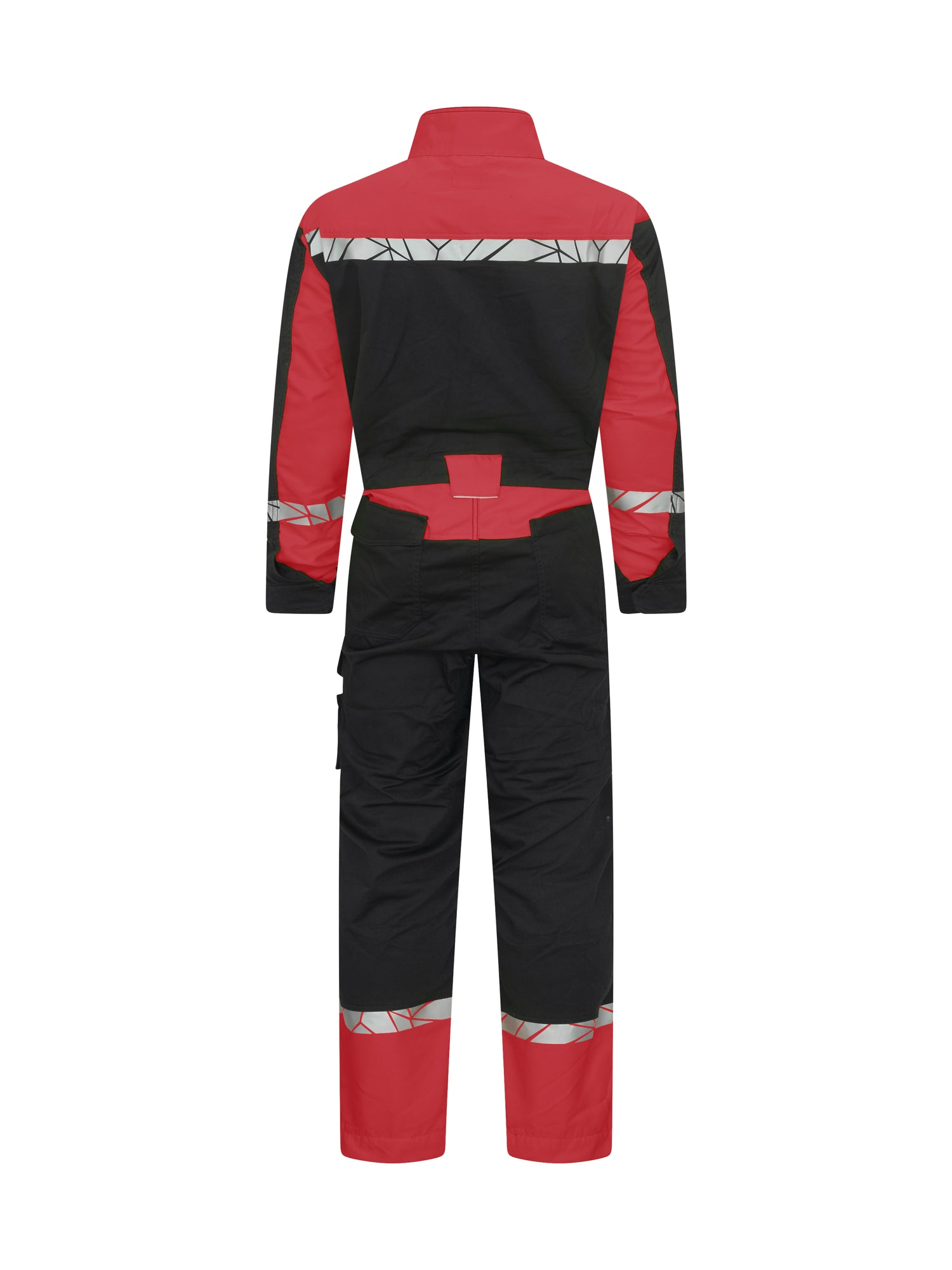 7601 STRETCH OVERALL MET KNIEZAKKEN - Zwart/rood