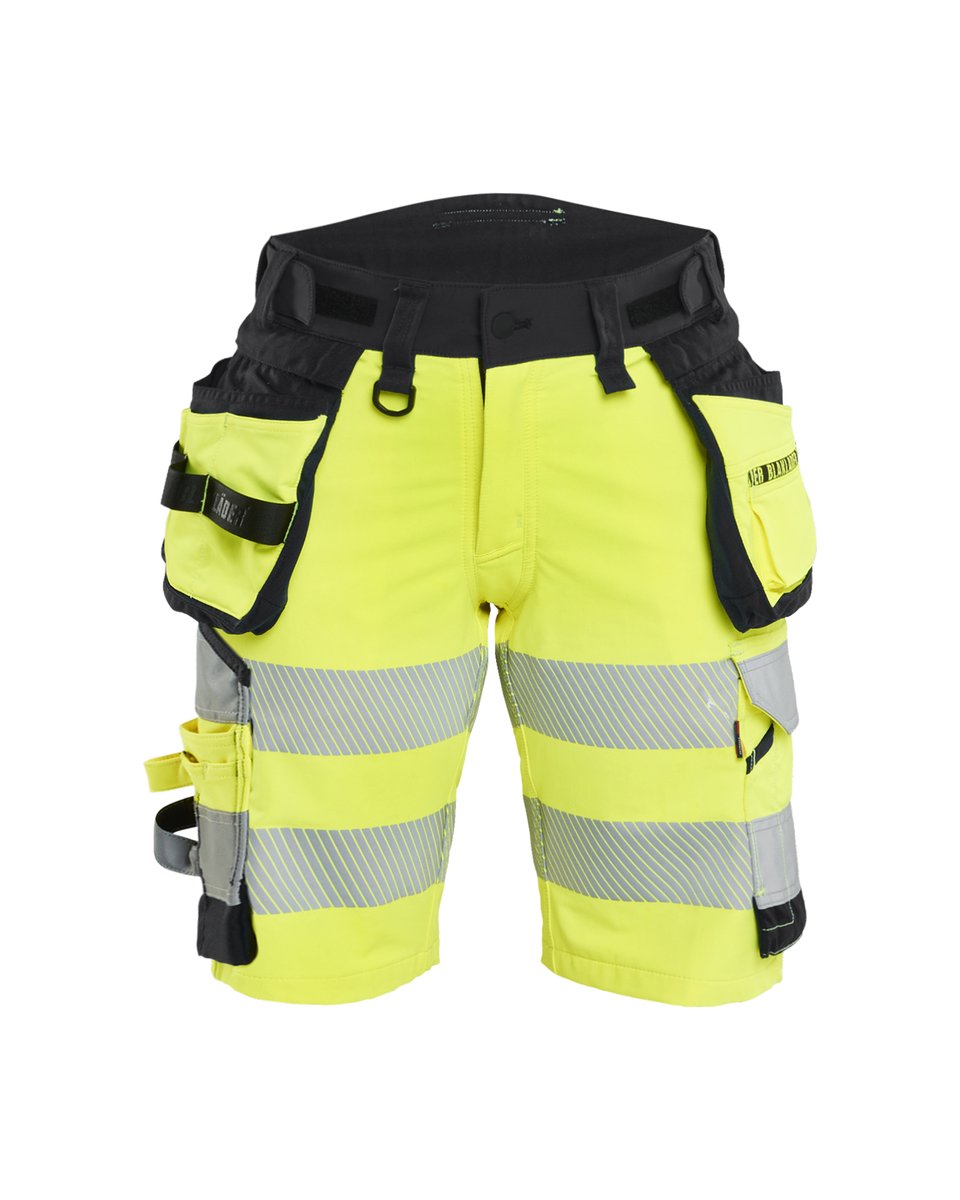 Blåkläder 7020 Dames High Vis short 4-weg stretch met afneembare gereedschapzakken - High Vis Geel/Zwart