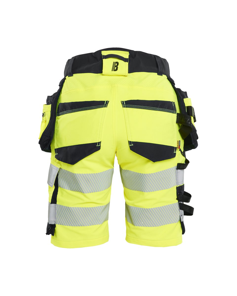 Blåkläder 7020 Dames High Vis short 4-weg stretch met afneembare gereedschapzakken - High Vis Geel/Zwart