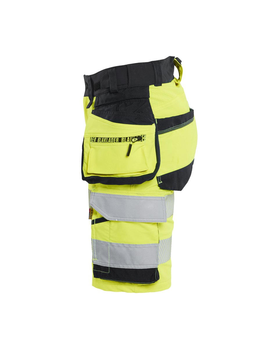 Blåkläder 7020 Dames High Vis short 4-weg stretch met afneembare gereedschapzakken - High Vis Geel/Zwart