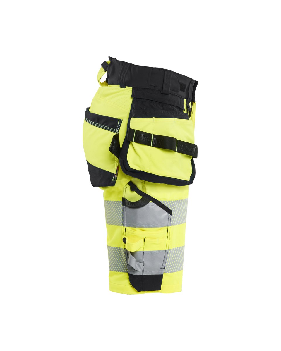Blåkläder 7020 Dames High Vis short 4-weg stretch met afneembare gereedschapzakken - High Vis Geel/Zwart