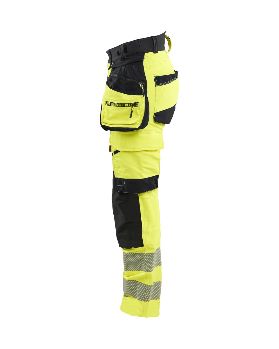 Blåkläder 7022 Dames High Vis werkbroek 4-weg stretch met afneembare gereedschapszakken - High Vis Geel/Zwart