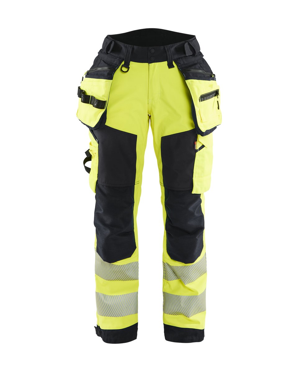 Blåkläder 7118 Dames High Vis werkbroek softshell met afneembare gereedschapszakken - High Vis Geel/Zwart