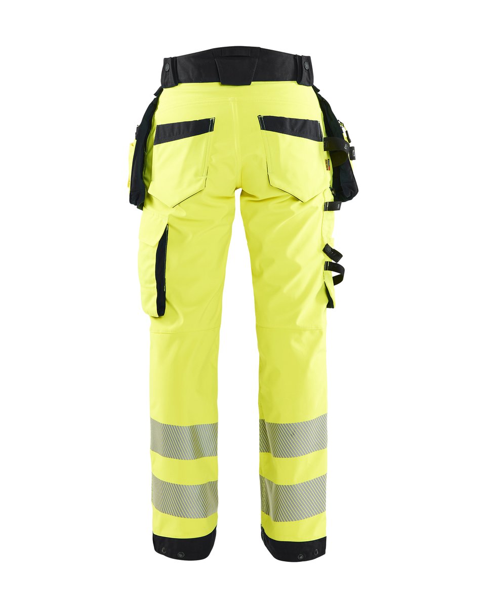 Blåkläder 7118 Dames High Vis werkbroek softshell met afneembare gereedschapszakken - High Vis Geel/Zwart