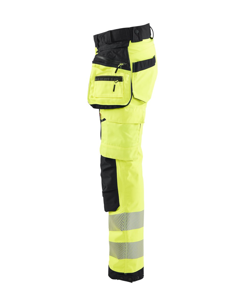 Blåkläder 7118 Dames High Vis werkbroek softshell met afneembare gereedschapszakken - High Vis Geel/Zwart