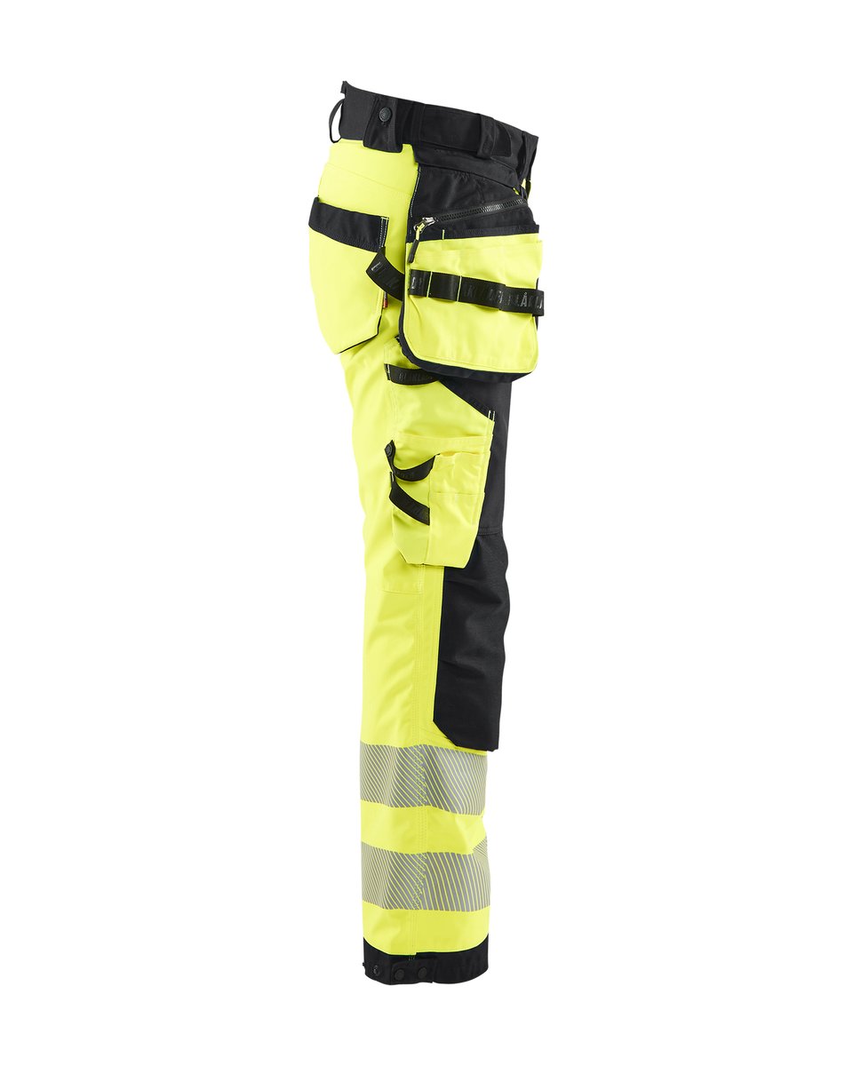 Blåkläder 7118 Dames High Vis werkbroek softshell met afneembare gereedschapszakken - High Vis Geel/Zwart