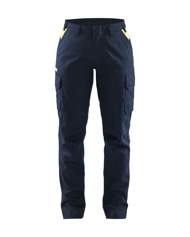 Blåkläder 7144 Dames industrie werkbroek stretch - Donker marineblauw/High Vis Geel