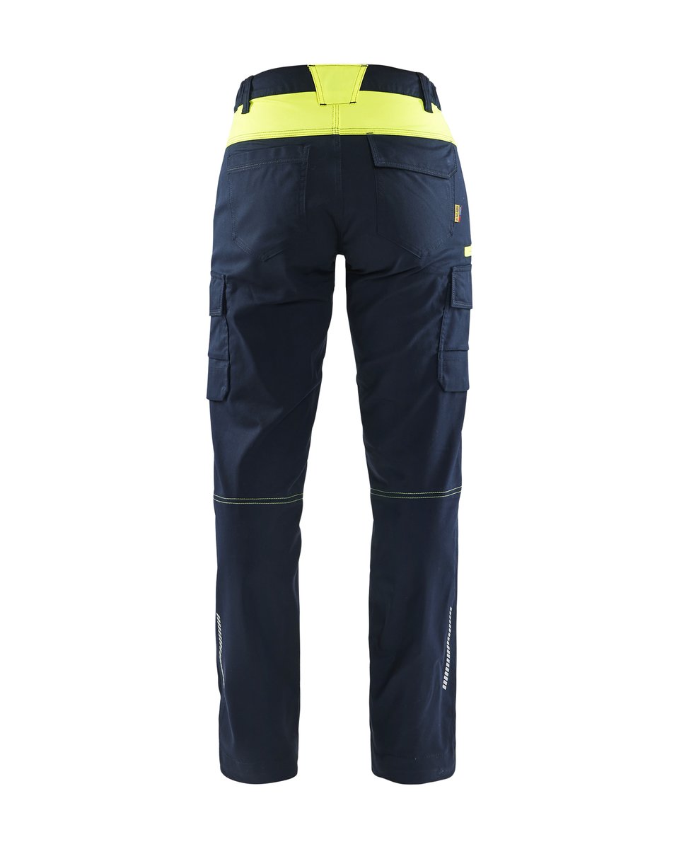 Blåkläder 7144 Dames industrie werkbroek stretch - Donker marineblauw/High Vis Geel