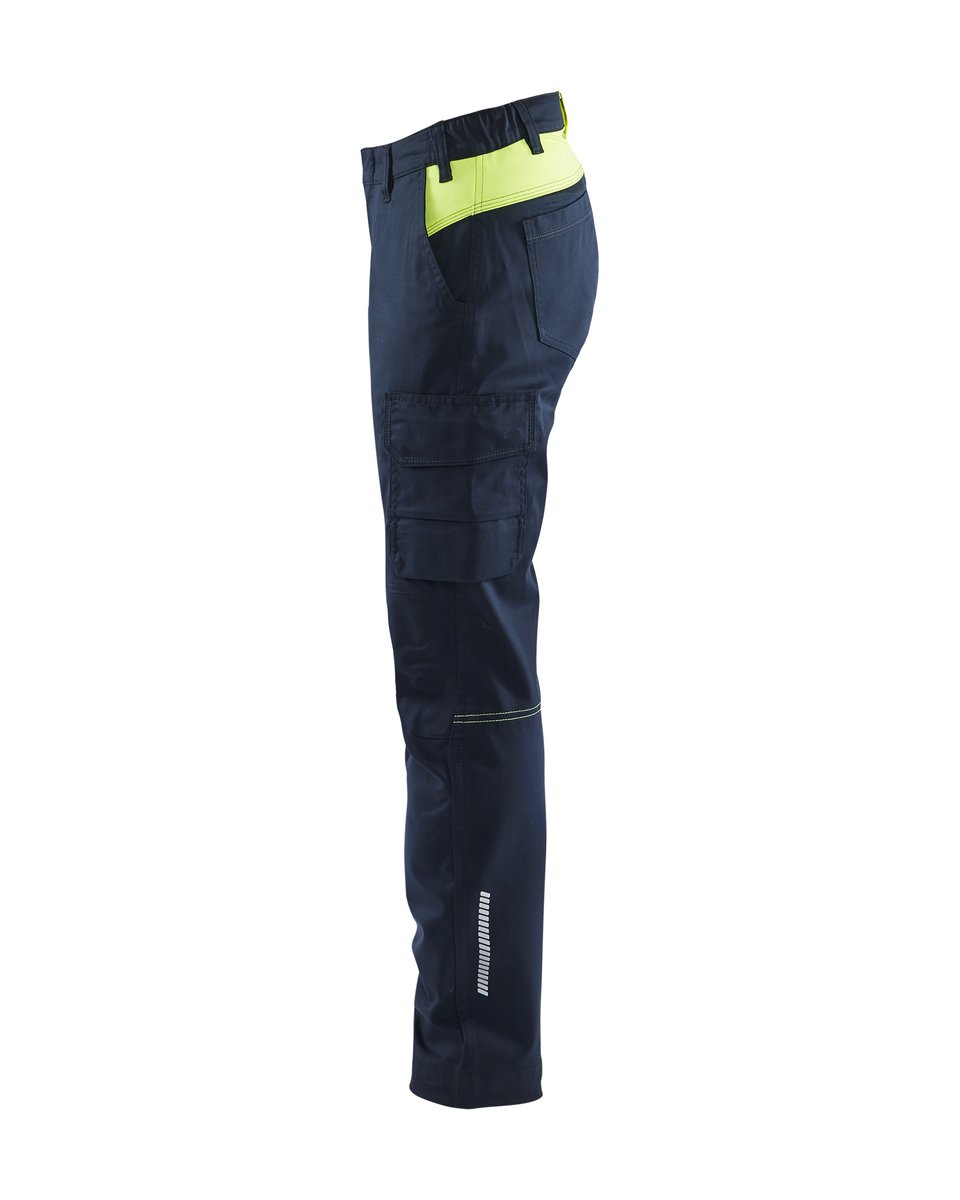 Blåkläder 7144 Dames industrie werkbroek stretch - Donker marineblauw/High Vis Geel