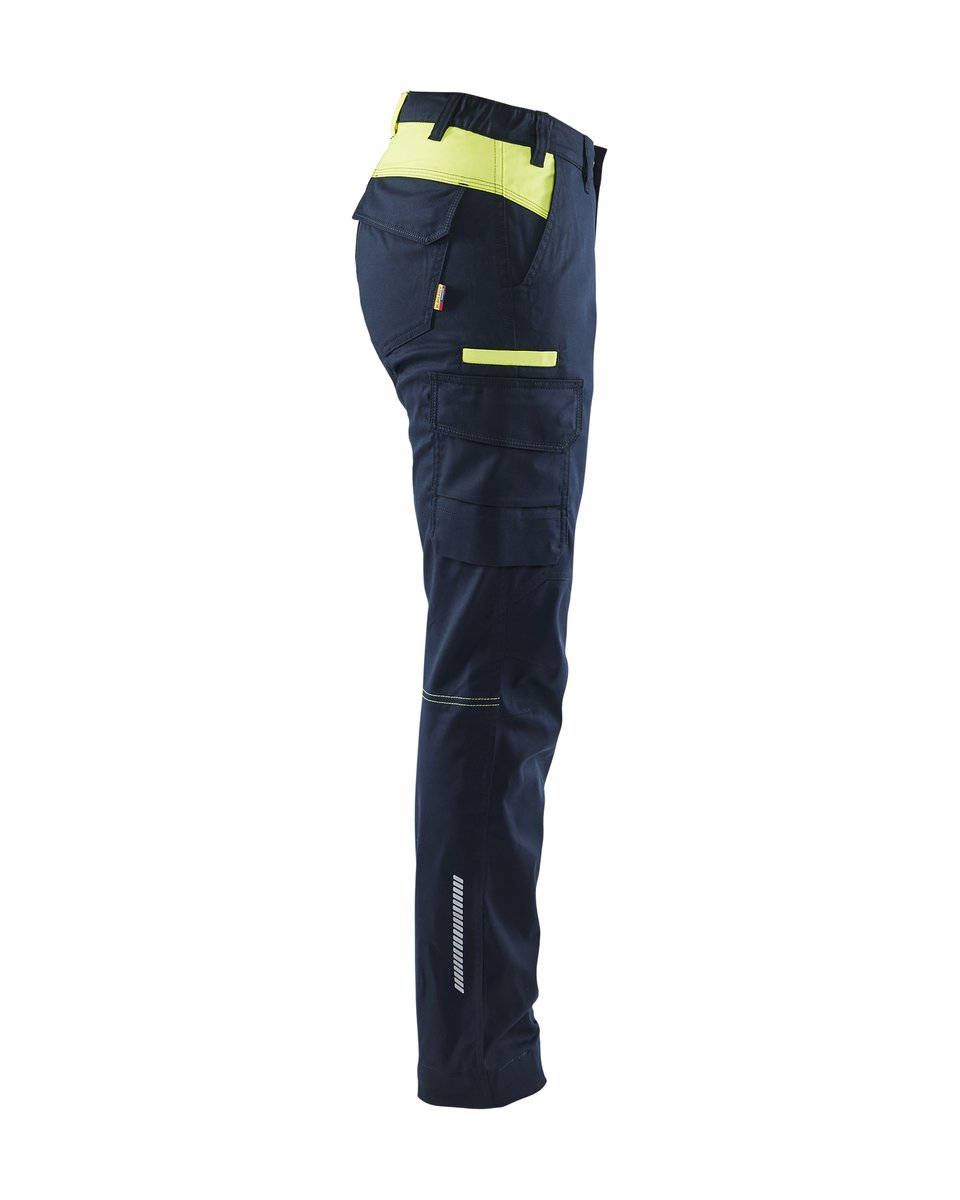 Blåkläder 7144 Dames industrie werkbroek stretch - Donker marineblauw/High Vis Geel