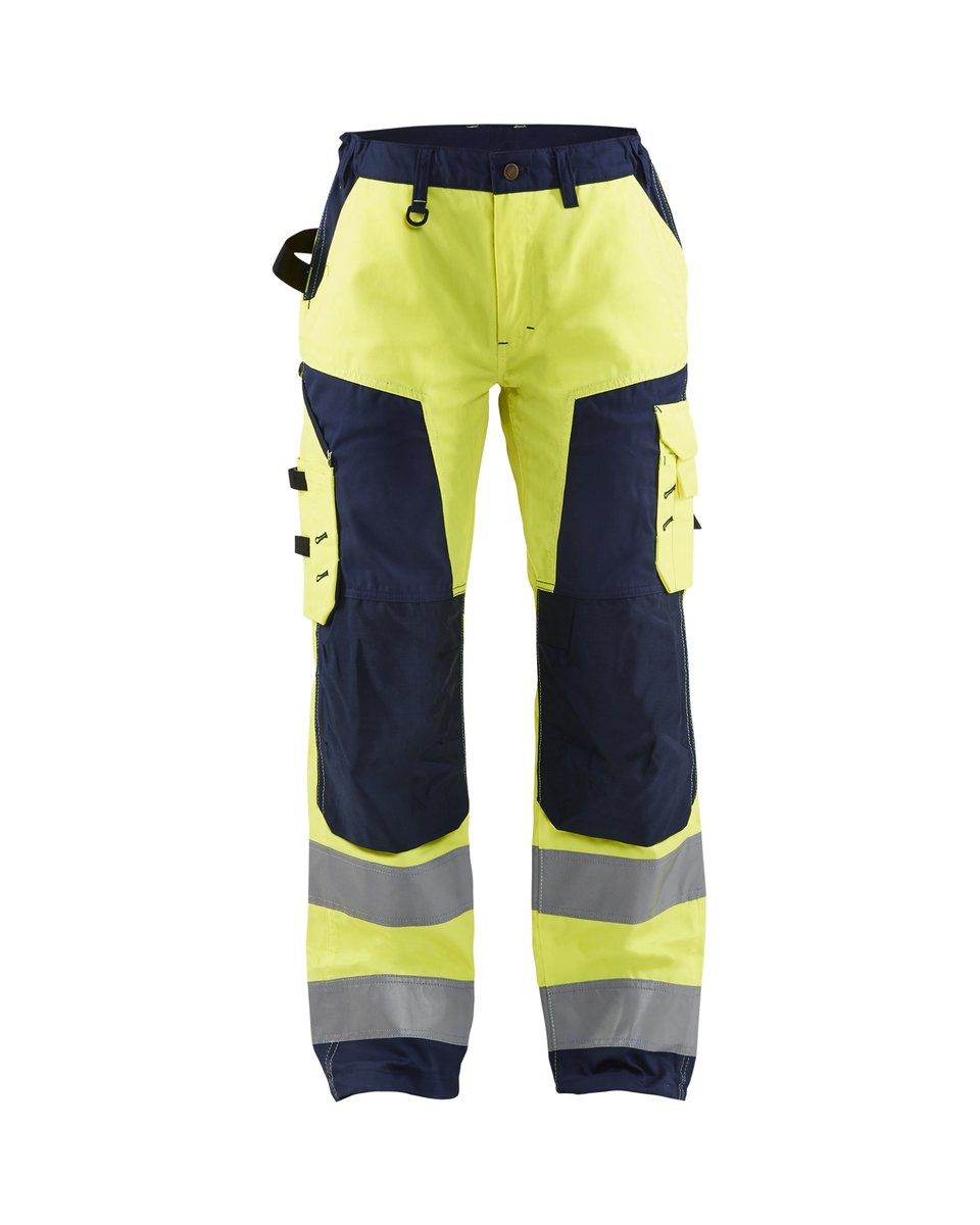 Blåkläder 7155 Dames High Vis Werkbroek - High Vis Geel/Marineblauw