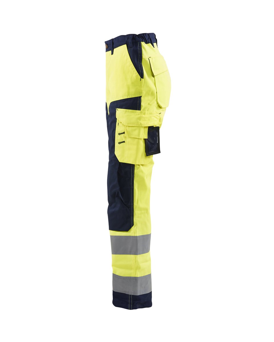 Blåkläder 7155 Dames High Vis Werkbroek - High Vis Geel/Marineblauw