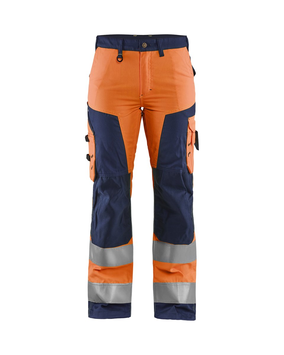 Blåkläder 7155 Dames High Vis Werkbroek - High Vis Oranje/Marineblauw