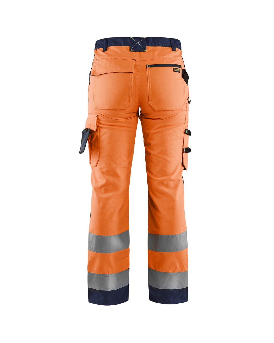 Blåkläder 7155 Dames High Vis Werkbroek - High Vis Oranje/Marineblauw