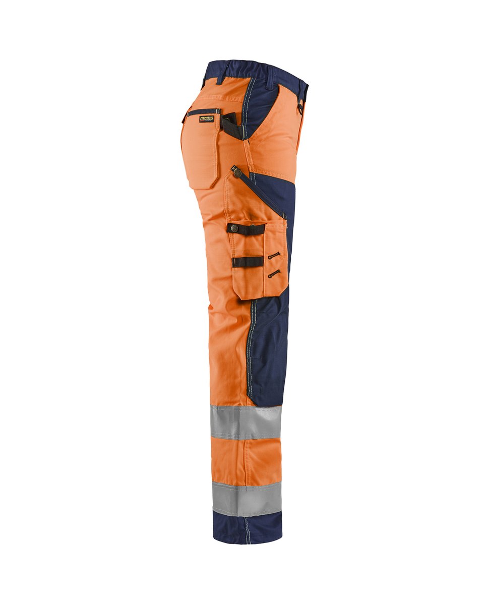 Blåkläder 7155 Dames High Vis Werkbroek - High Vis Oranje/Marineblauw