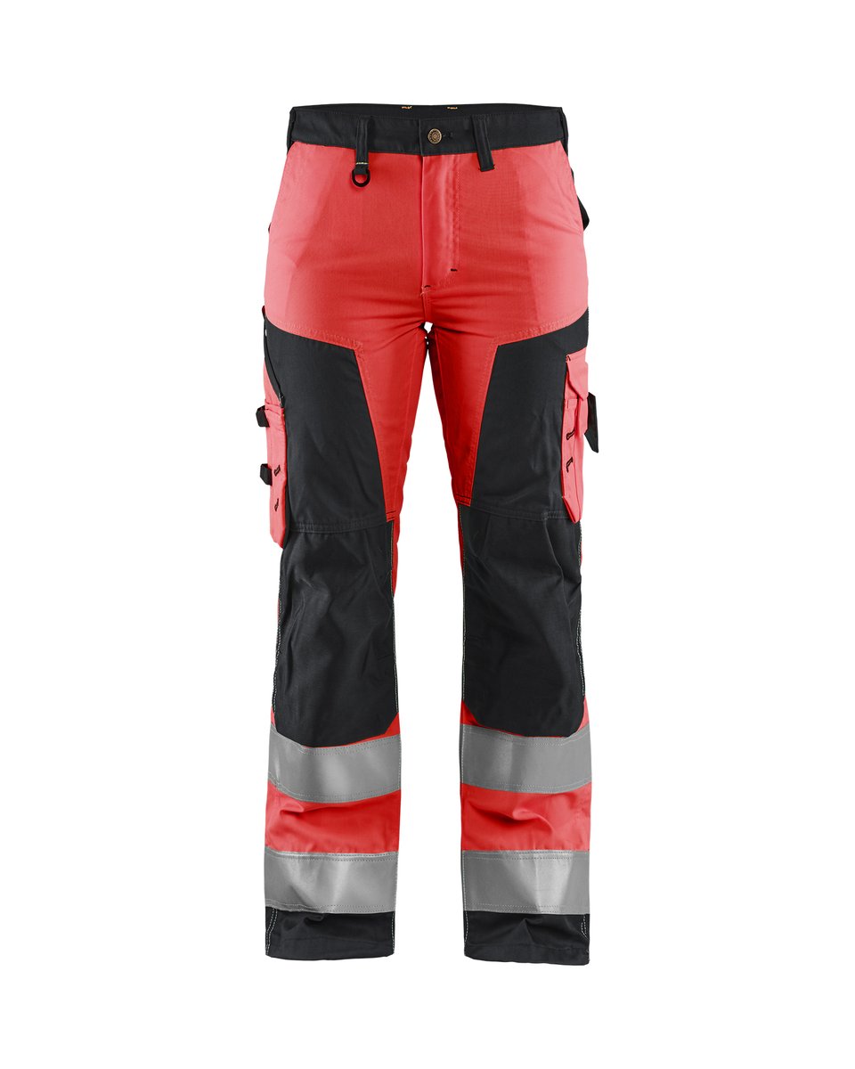 Blåkläder 7155 Dames High Vis Werkbroek - High Vis Rood/Zwart